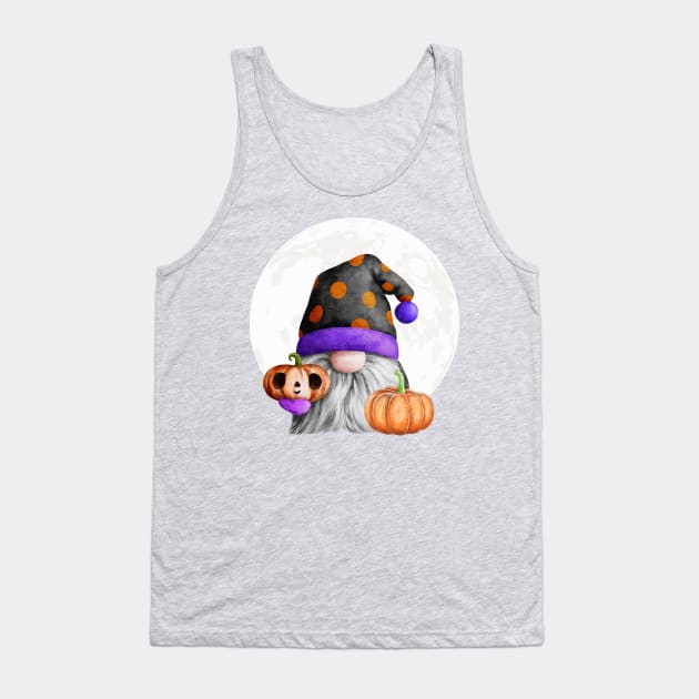 Gnome with Pumpkins Tank Top by Nicole James